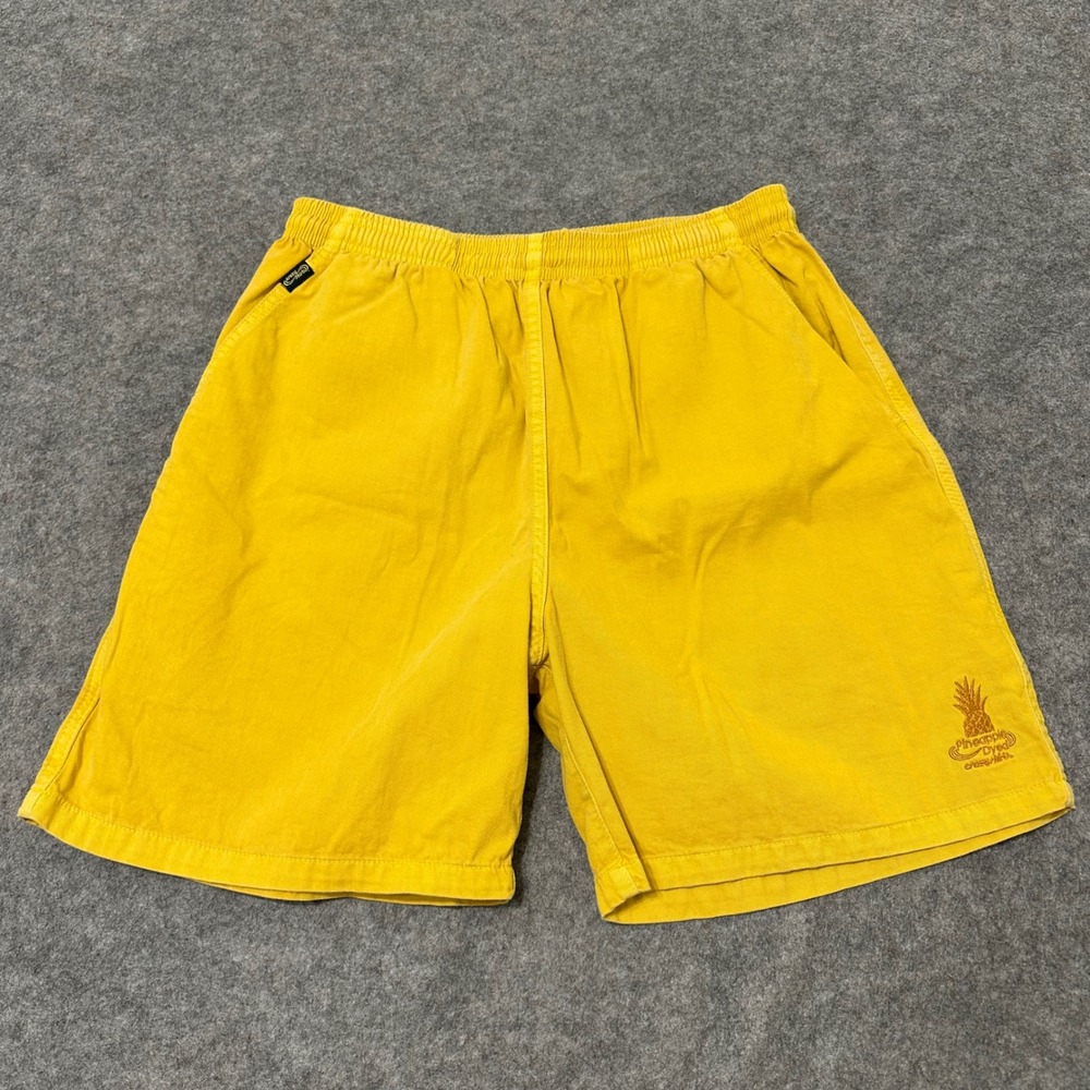 Crazy Shirts Shorts Mens Medium Yellow Pineapple Dyed 6" Inseam 100% Cotton